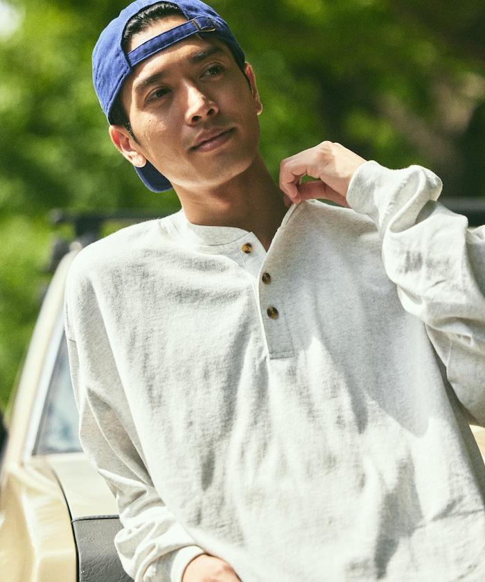 9盎司重磅寬鬆版型亨利領長袖T恤/重磅/長袖T恤