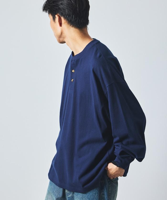 9盎司重磅寬鬆版型亨利領長袖T恤/重磅/長袖T恤