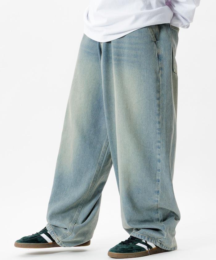 寬鬆版型桶形牛仔褲 / 水洗工藝 / 過染工藝