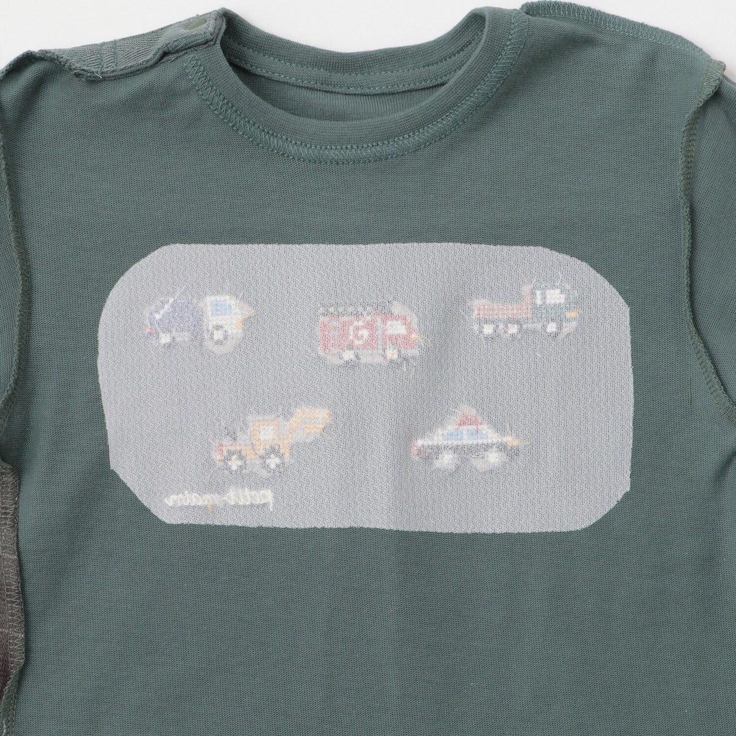 工程車輛刺繡長袖T恤