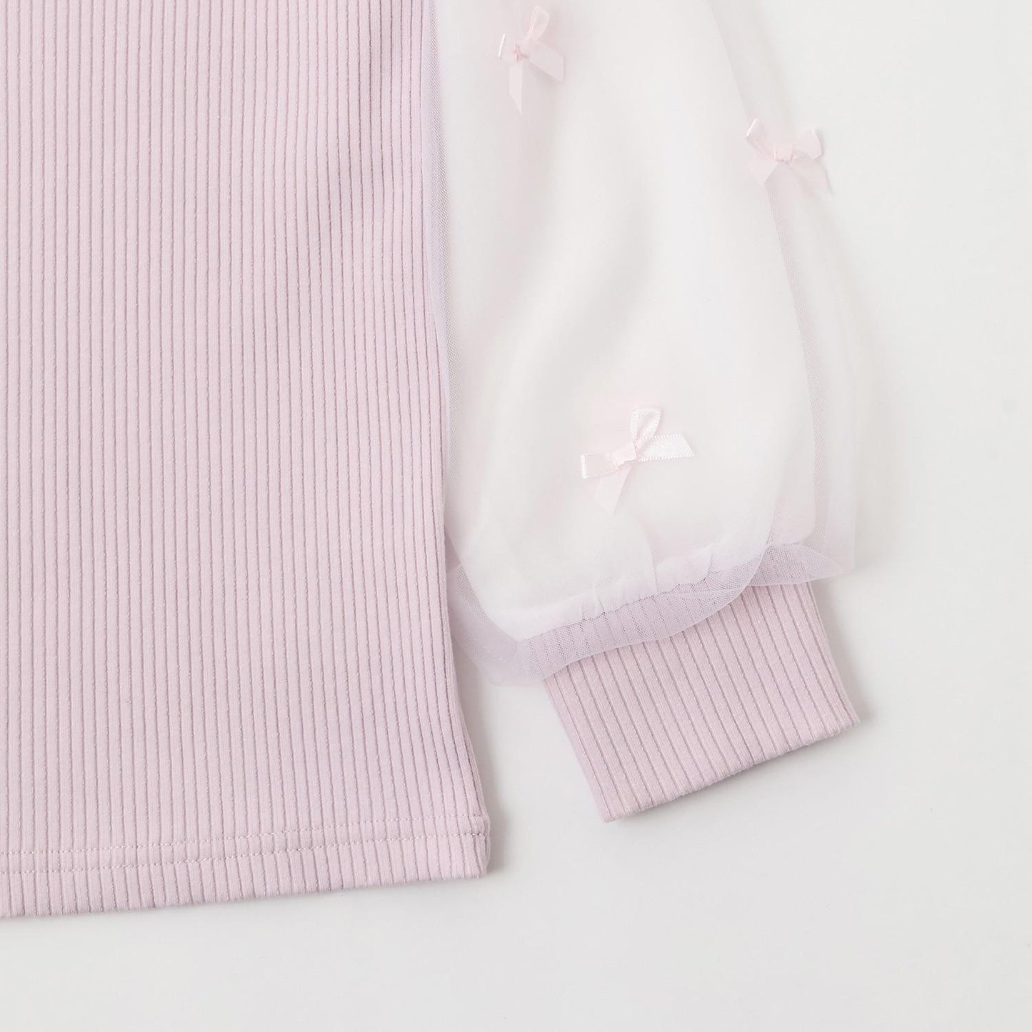 項鍊刺繡袖子網紗羅紋長袖T恤