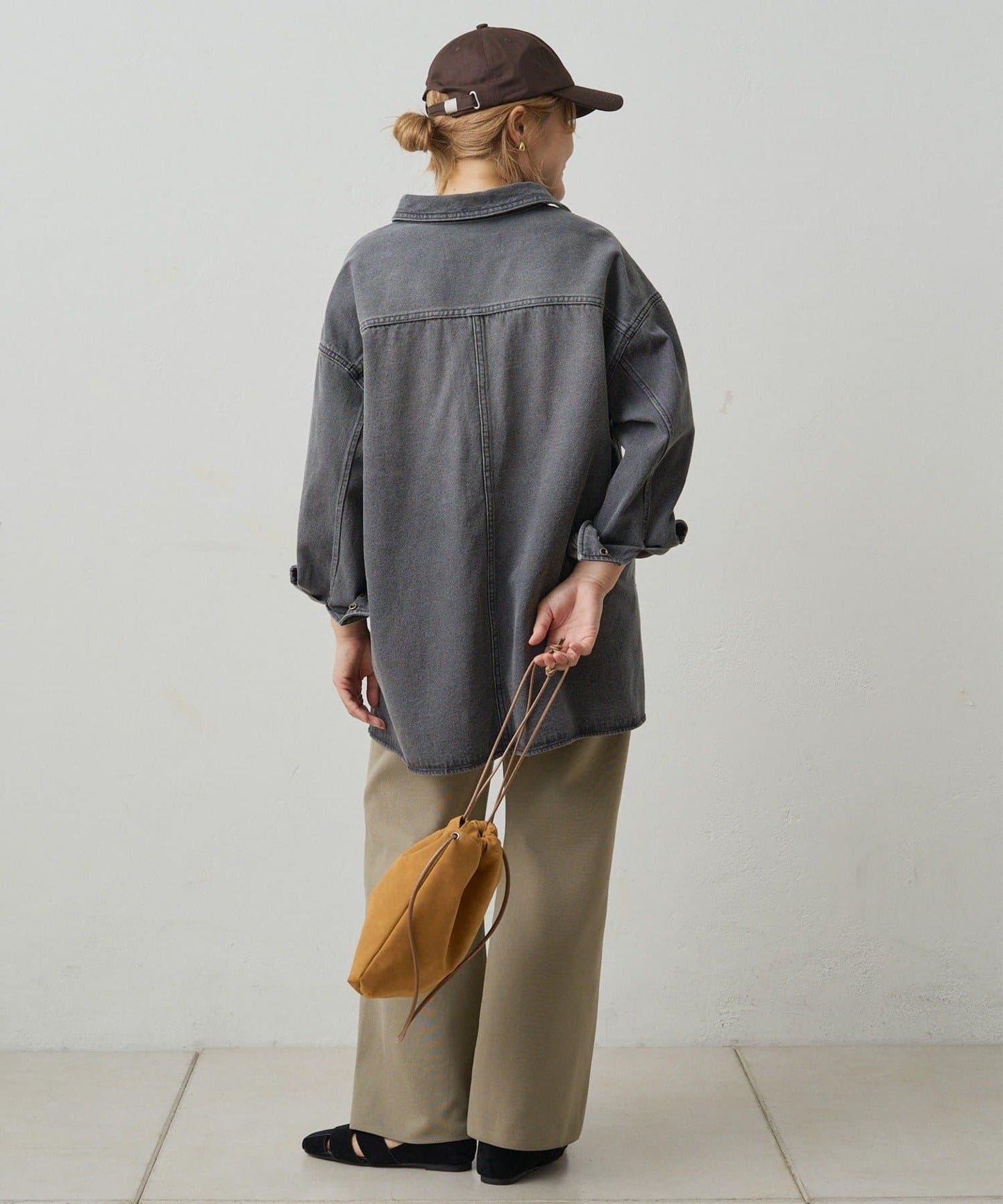 復古風牛仔長款襯衫