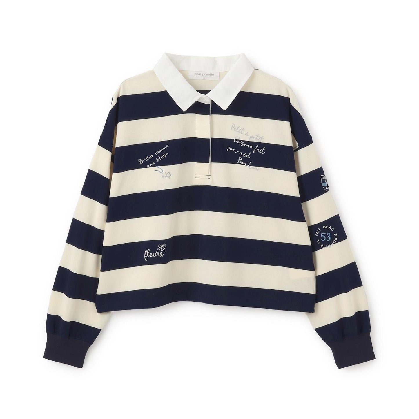 塗鴉刺繡橄欖球衫