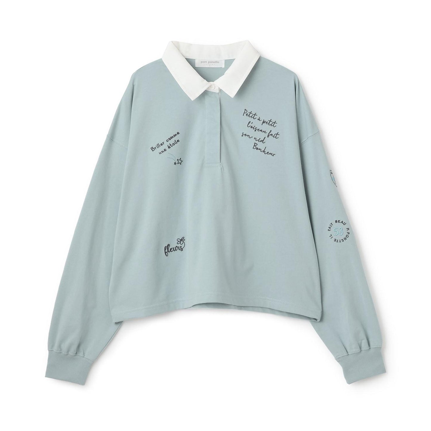 塗鴉刺繡橄欖球衫