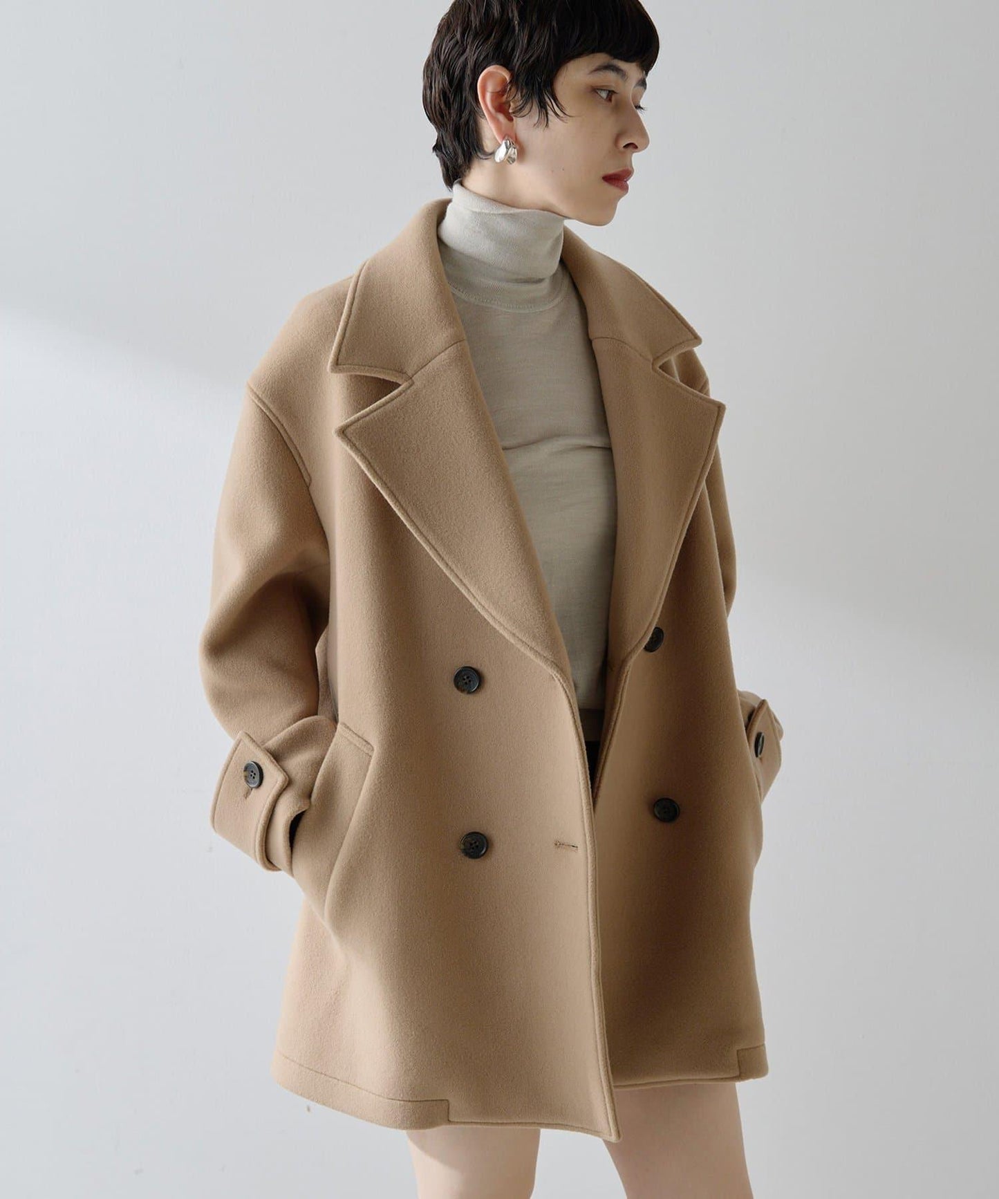 【THE PAUSE】中長款P型大衣