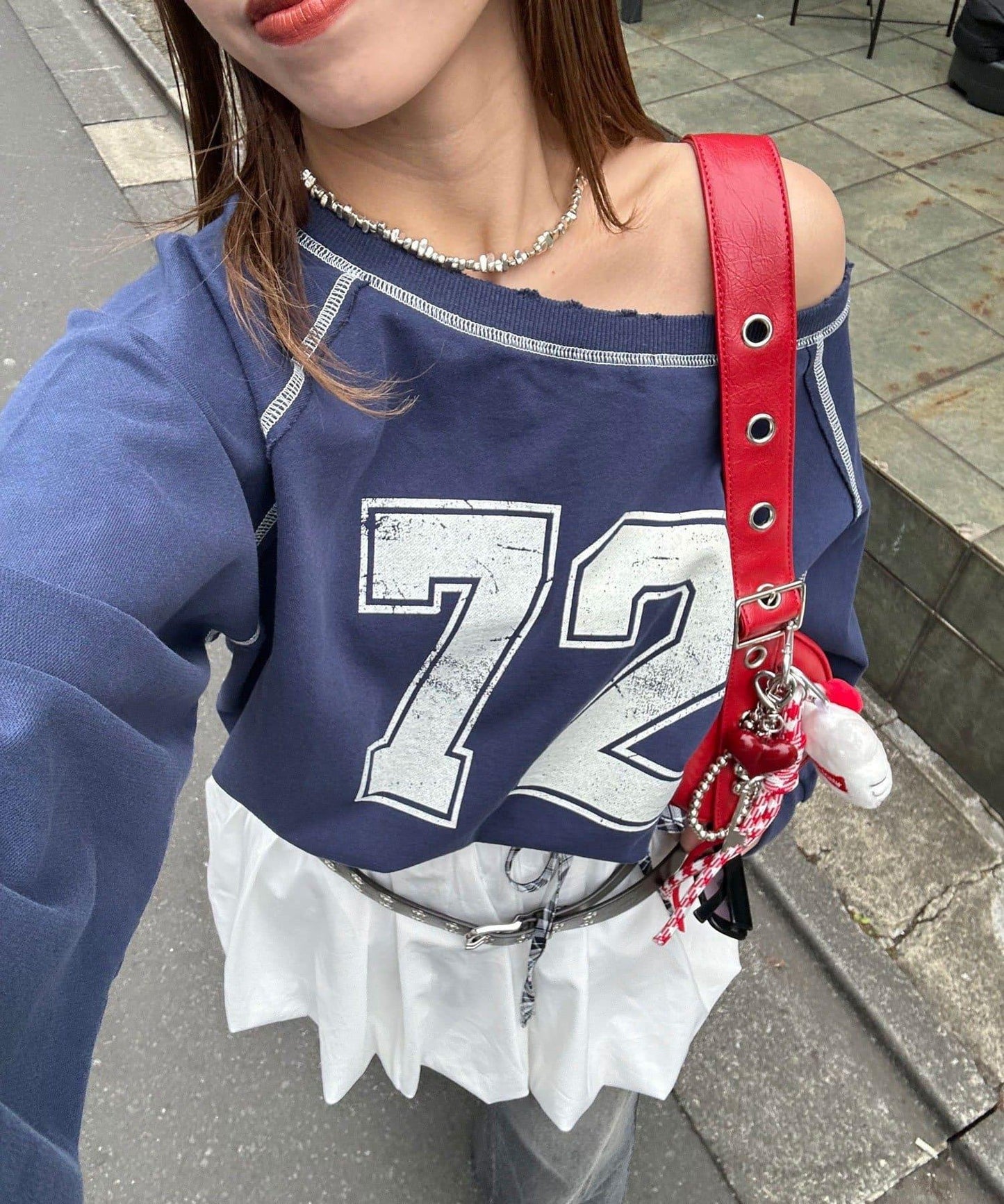 項圈套裝編號拼色袖衛衣