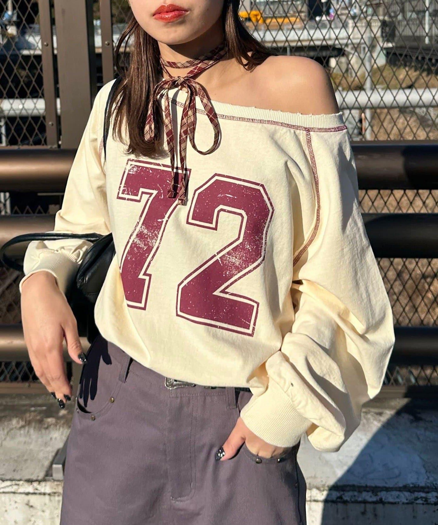 項圈套裝編號拼色袖衛衣