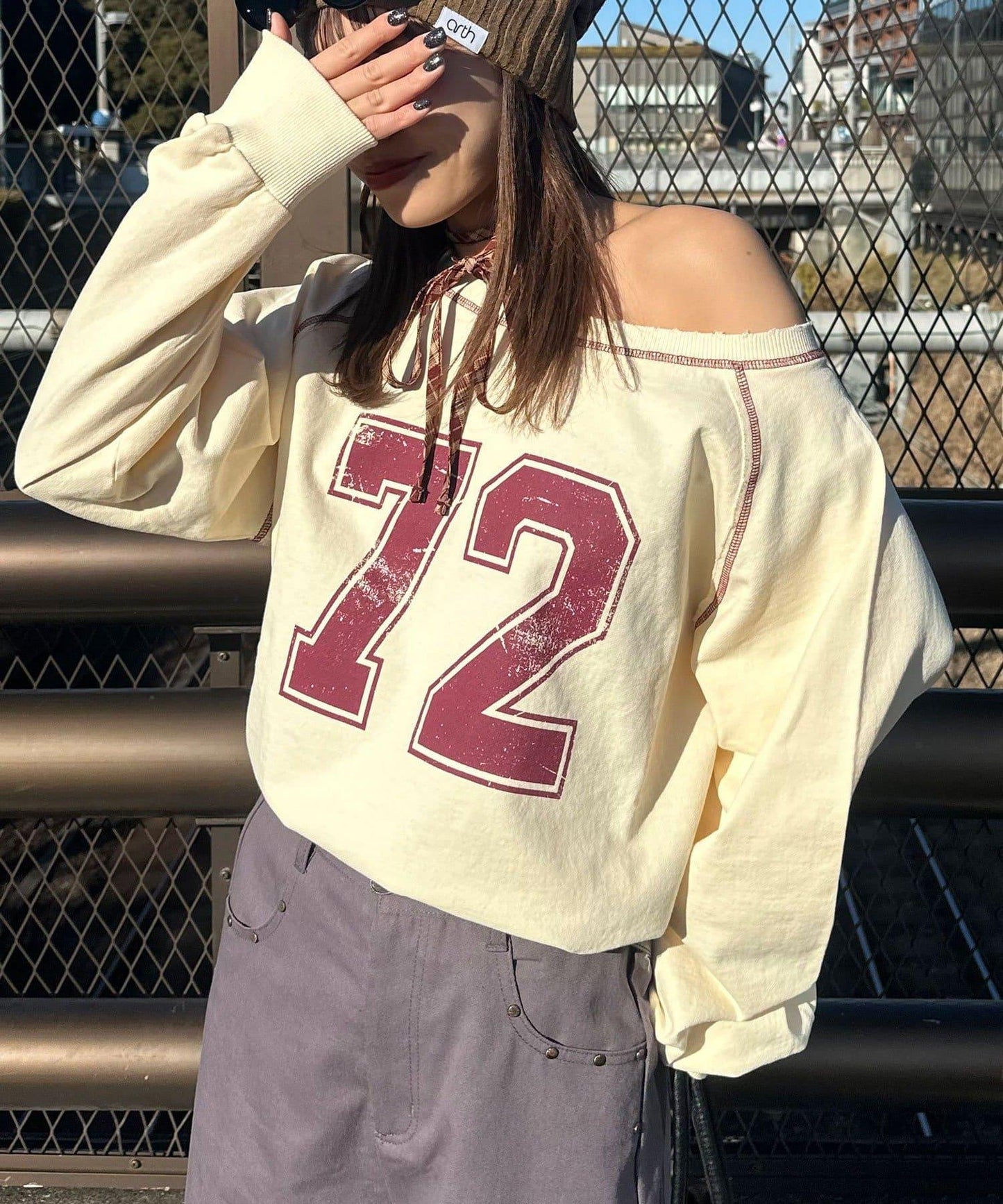 項圈套裝編號拼色袖衛衣