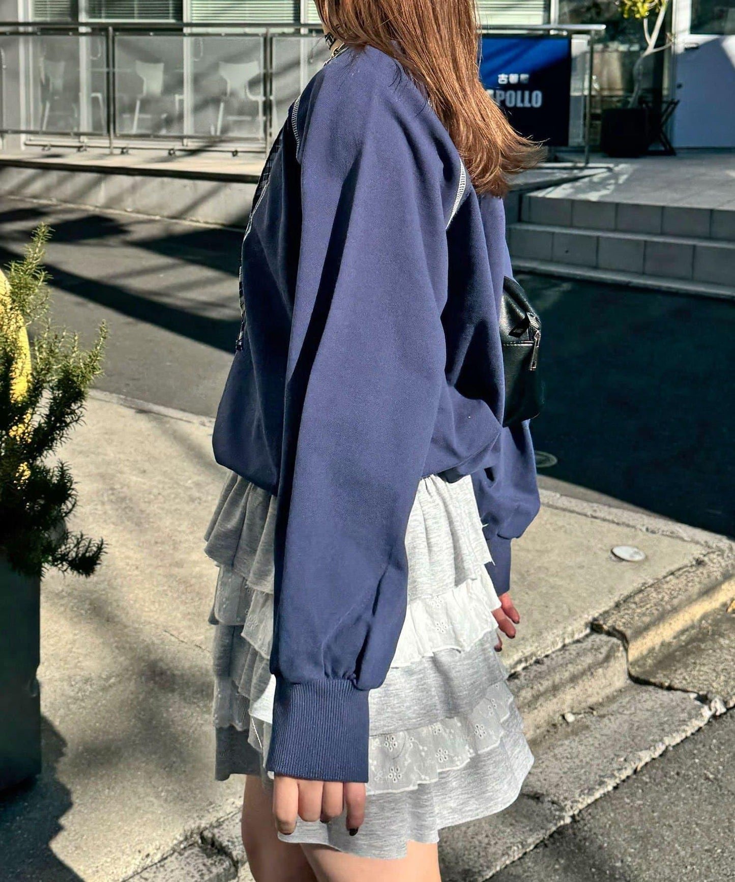 項圈套裝編號拼色袖衛衣