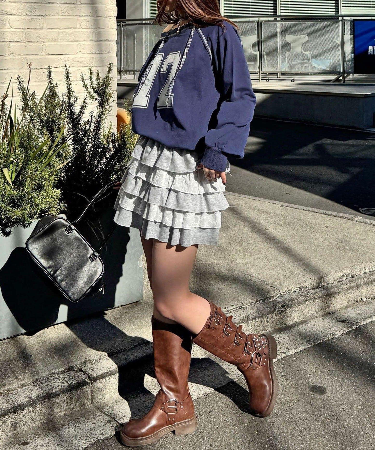 項圈套裝編號拼色袖衛衣