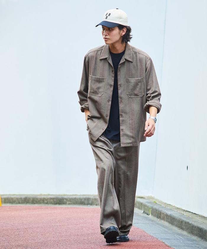 寬鬆直筒一褶西裝長褲