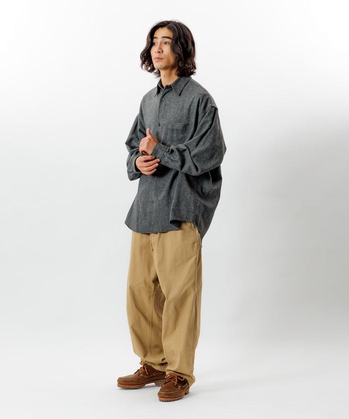 寬鬆版型羊毛感常規領襯衫