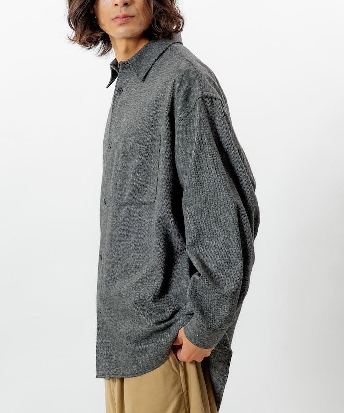 寬鬆版型羊毛感常規領襯衫