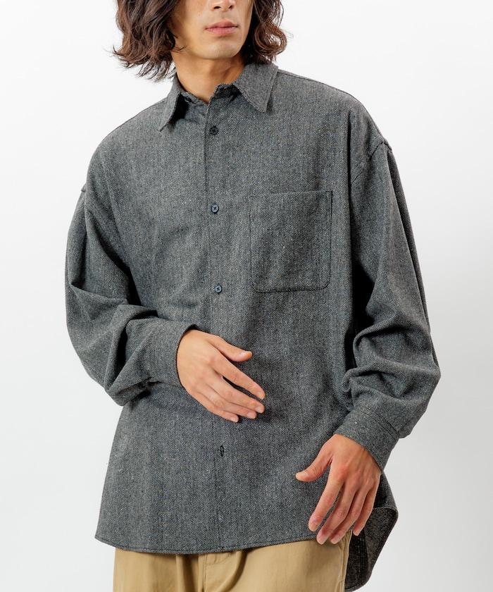 寬鬆版型羊毛感常規領襯衫