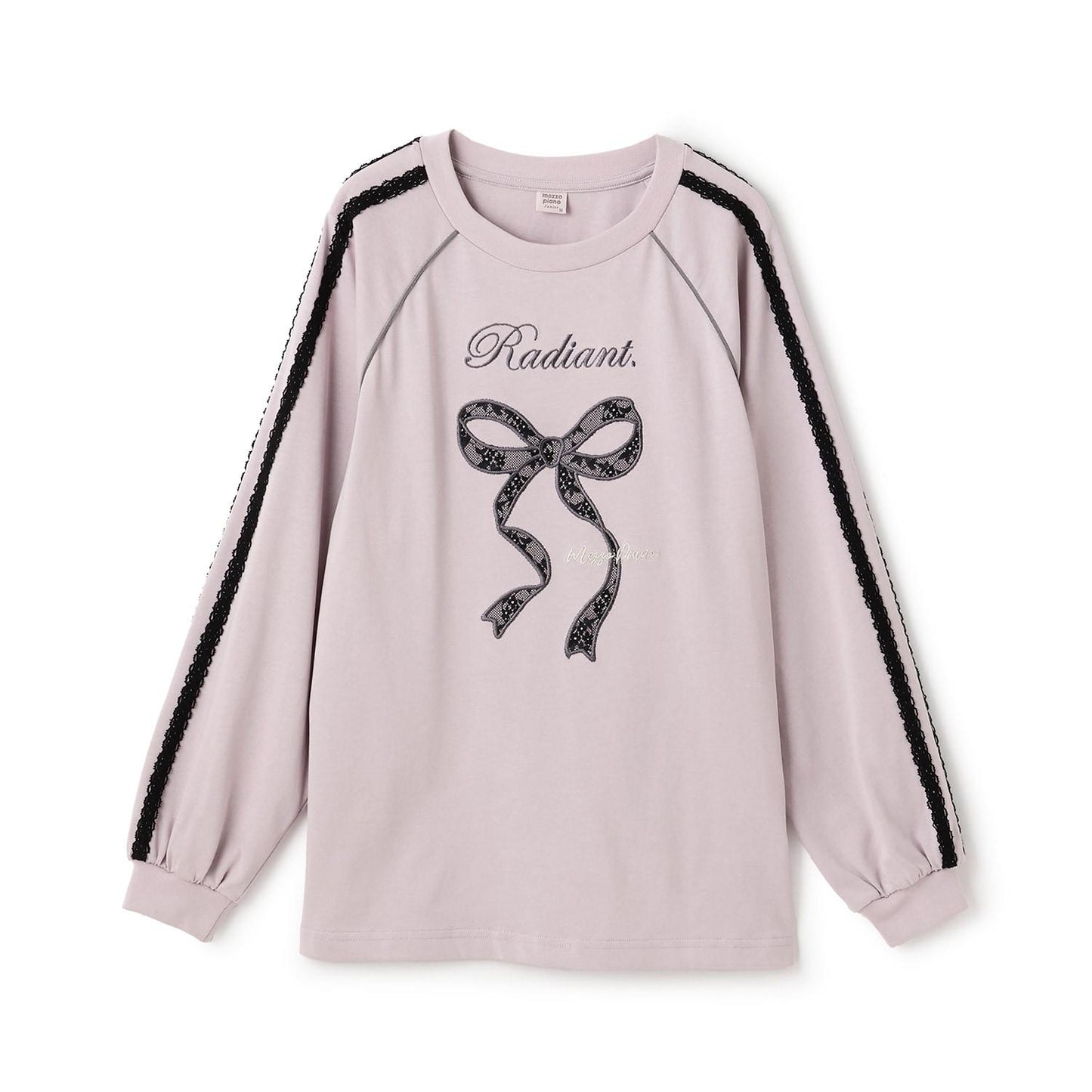 蕾絲蝴蝶結貼花長袖T恤