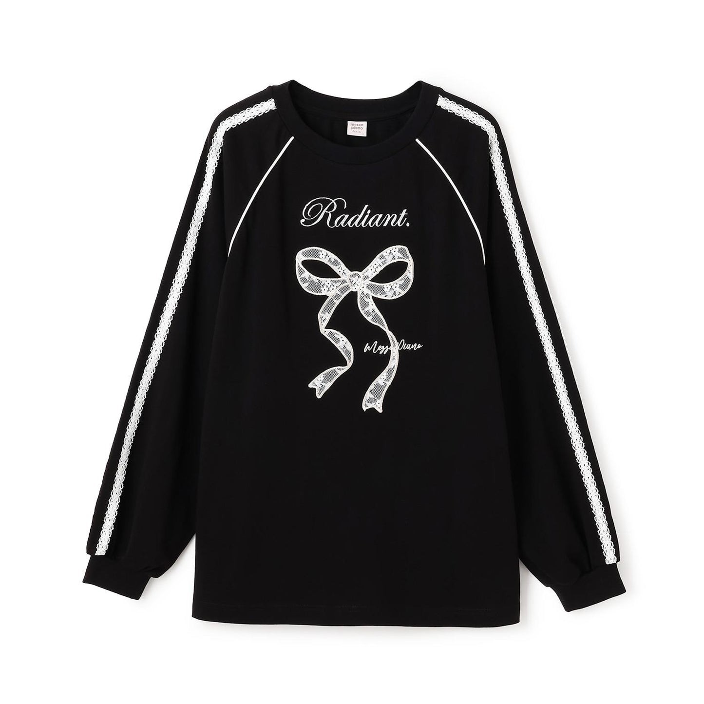 蕾絲蝴蝶結貼花長袖T恤