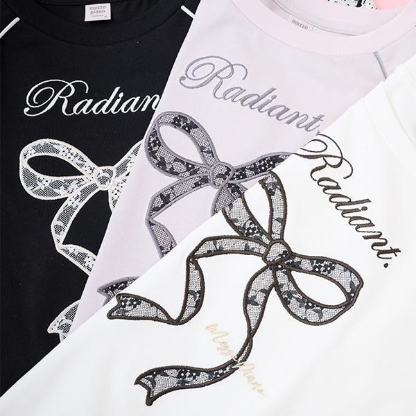 蕾絲蝴蝶結貼花長袖T恤