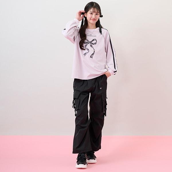 蕾絲蝴蝶結貼花長袖T恤