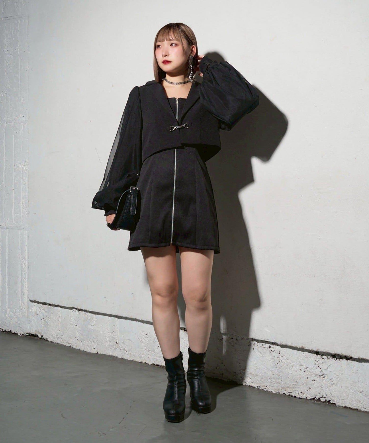 【Mavie..7】網紗袖短款夾克