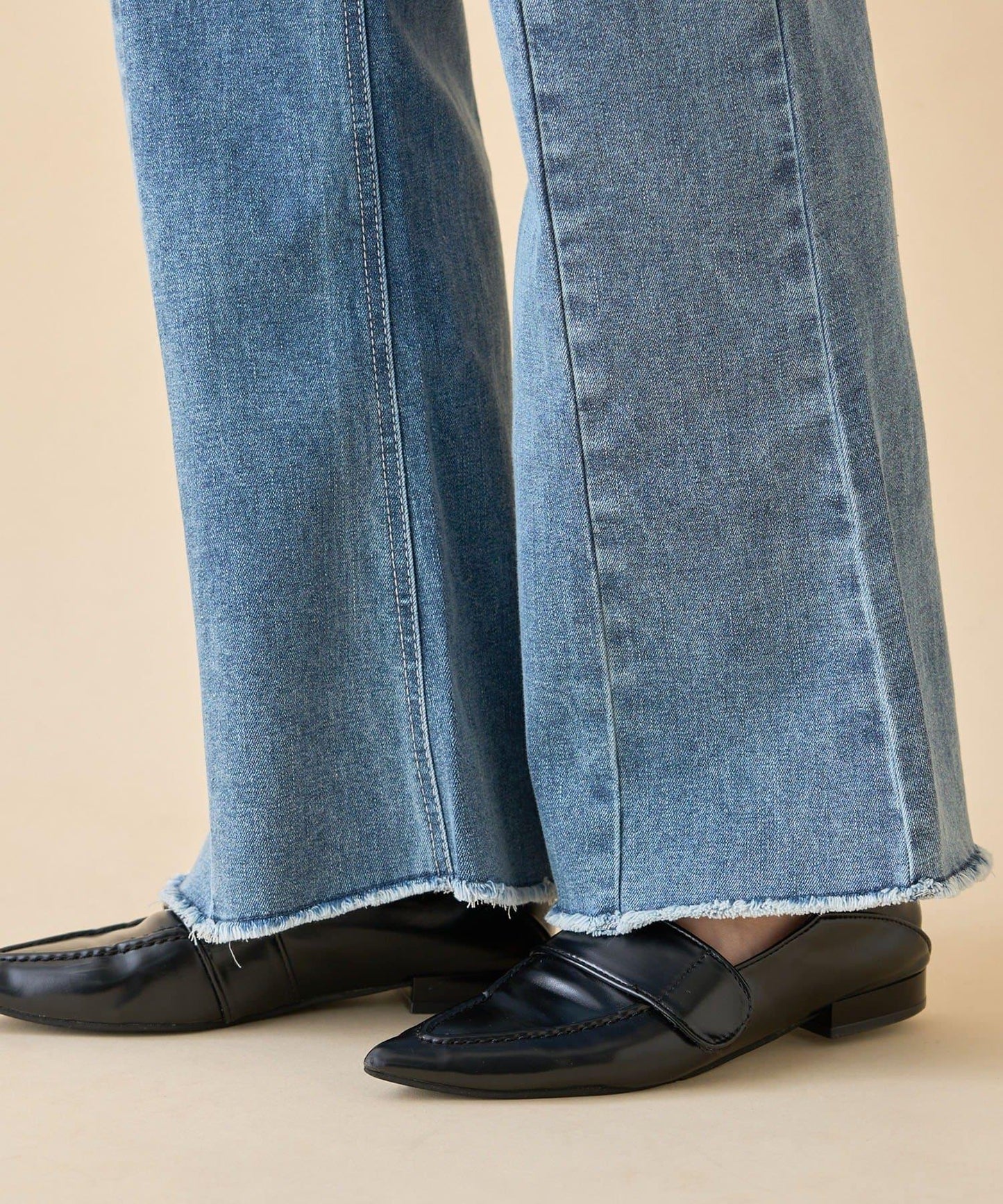 【nane】《サイズ展開有》直筒牛仔喇叭褲