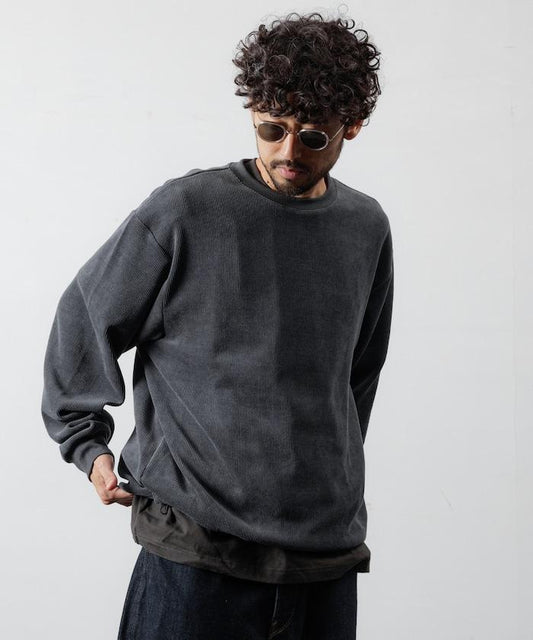 寬鬆版型可調節燈芯絨圓領衫 / 下襬抽繩