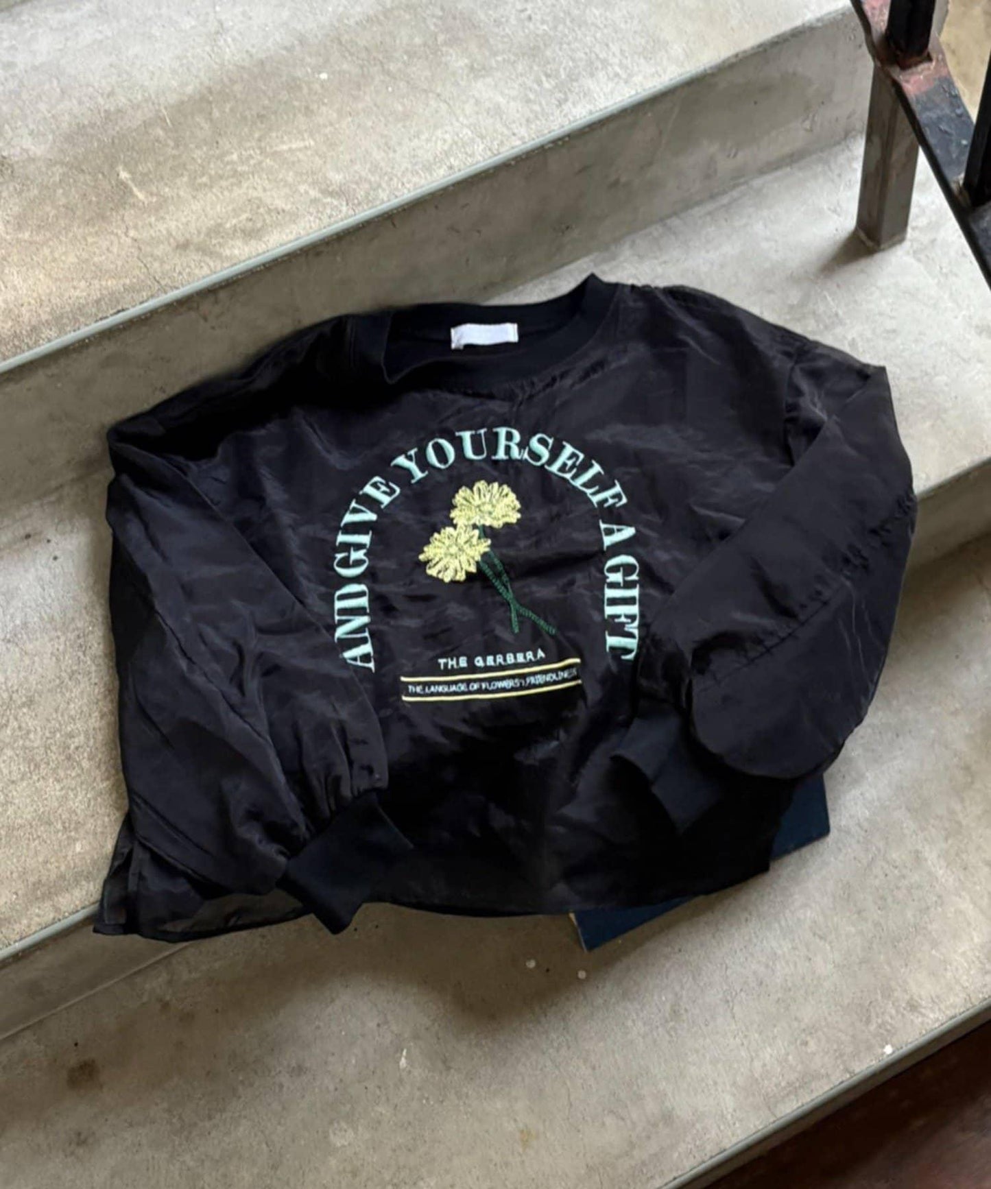 【KIDS】刺繡歐根紗疊層長袖T恤