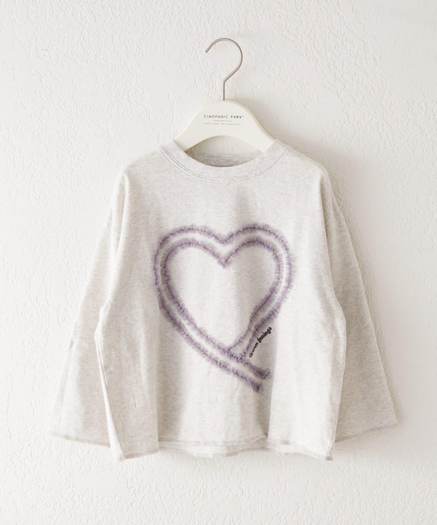 【KIDS】水洗工藝愛心圖案長袖T恤