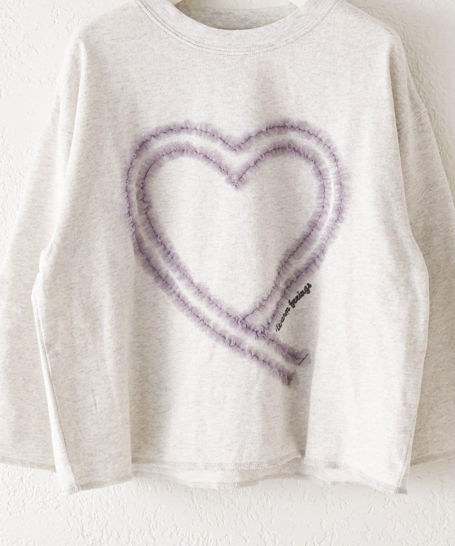 【KIDS】水洗工藝愛心圖案長袖T恤