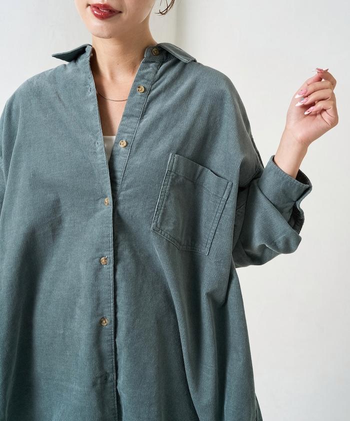 燈芯絨寬鬆襯衫