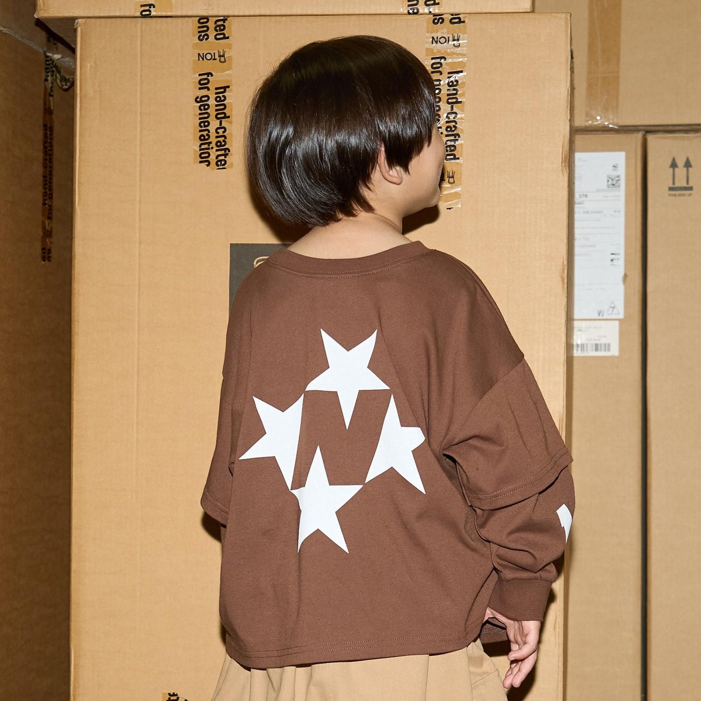 【MNCM】【正反兩穿】【舒適天竺棉】印花疊穿寬鬆T恤