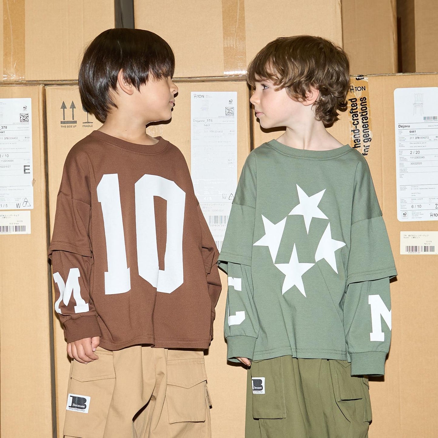 【MNCM】【正反兩穿】【舒適天竺棉】印花疊穿寬鬆T恤