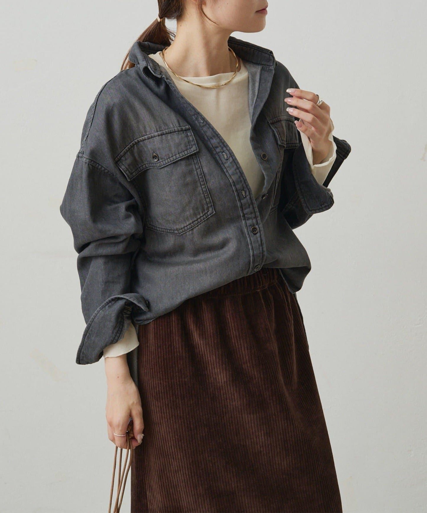 雙口袋牛仔襯衫