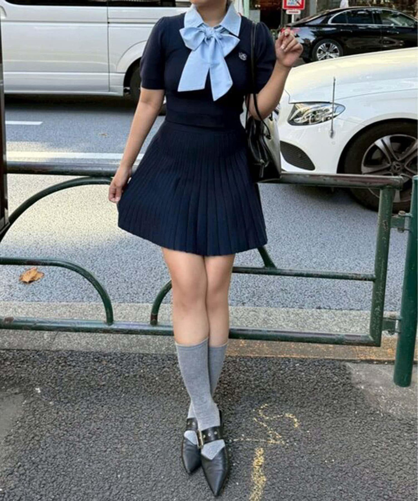 【RMAF】蝴蝶結拼接針織套裝