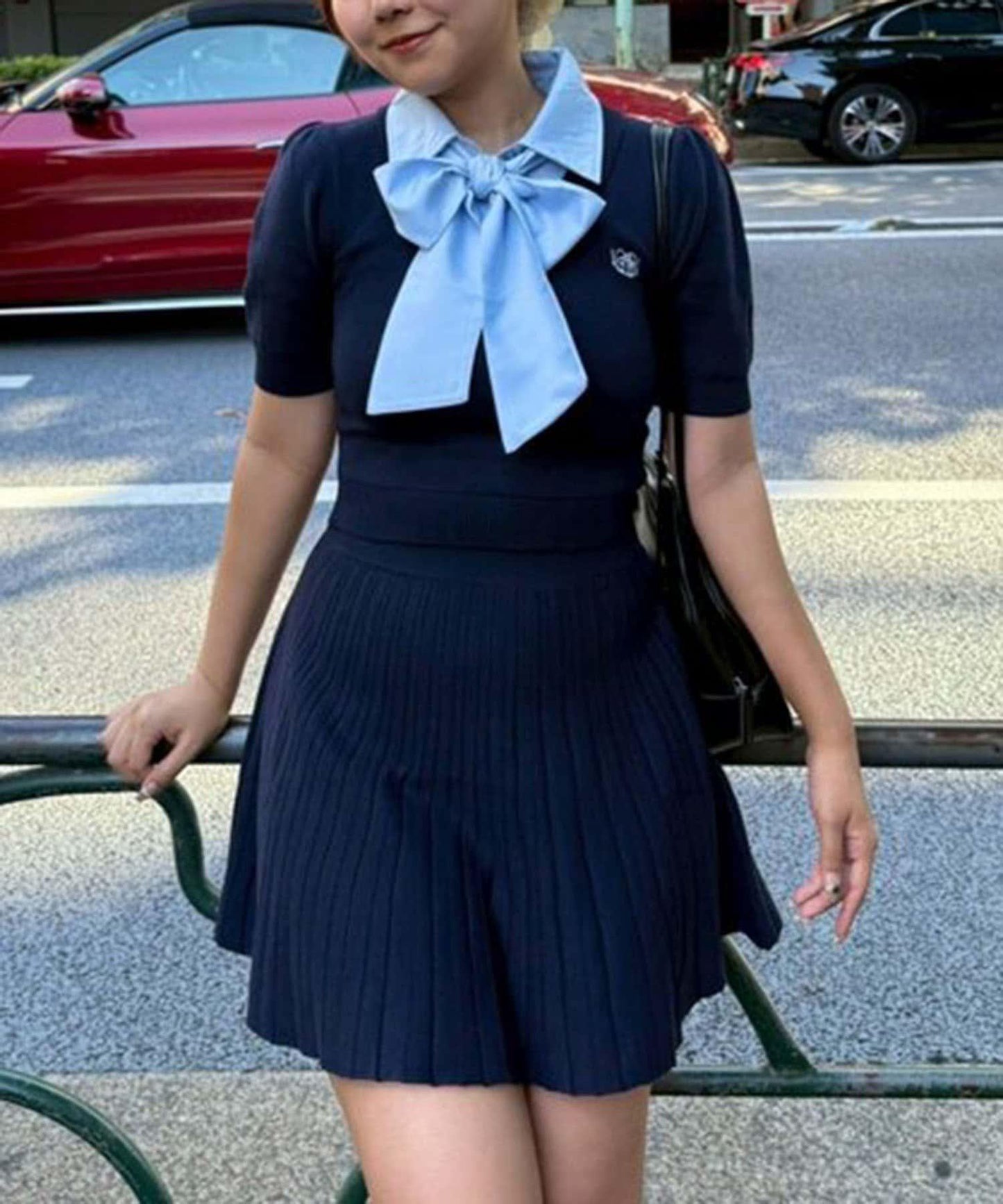 【RMAF】蝴蝶結拼接針織套裝