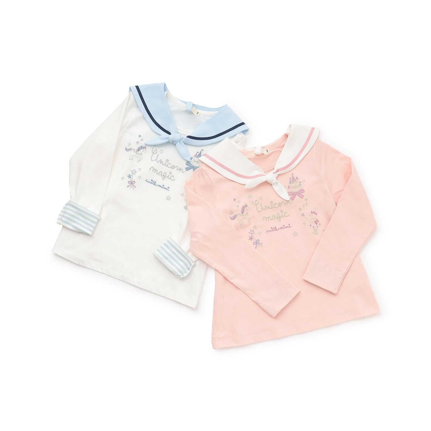 亮片獨角獸刺繡水手領長袖T恤