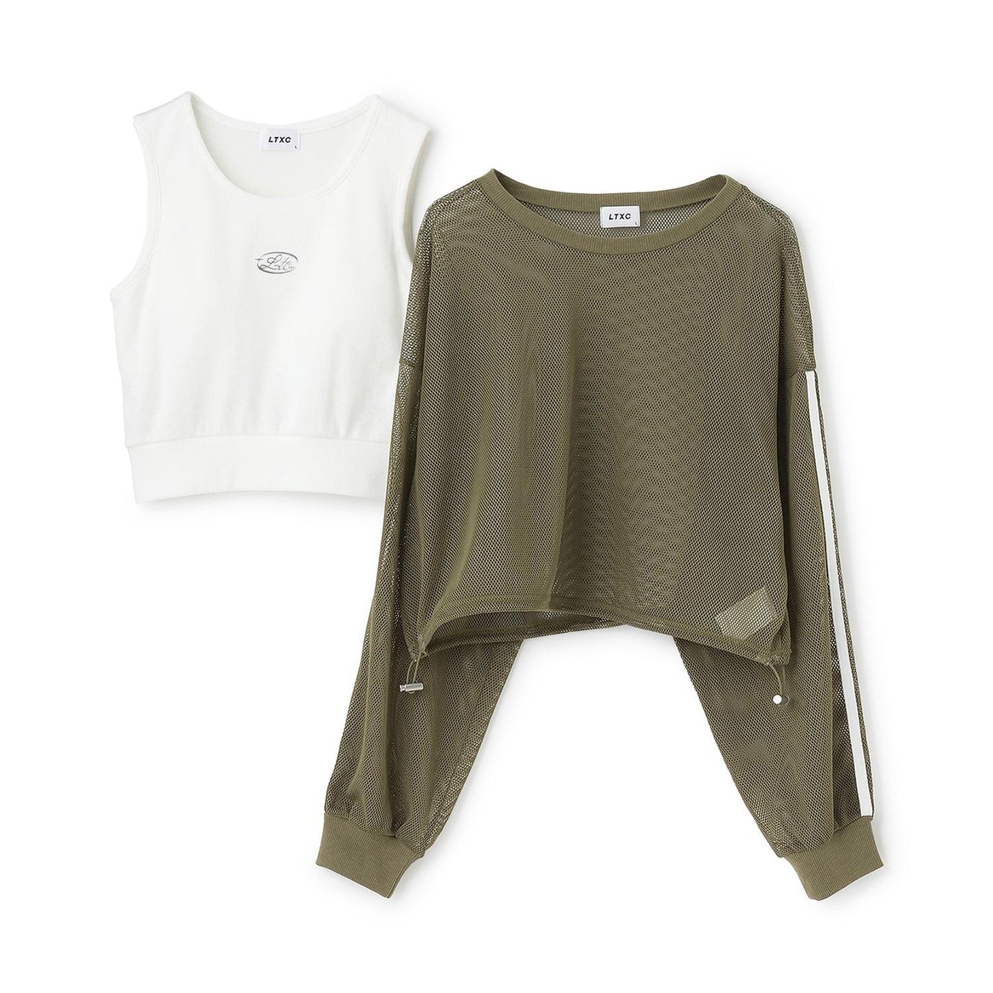 【LTXC】帶內搭網紗T恤