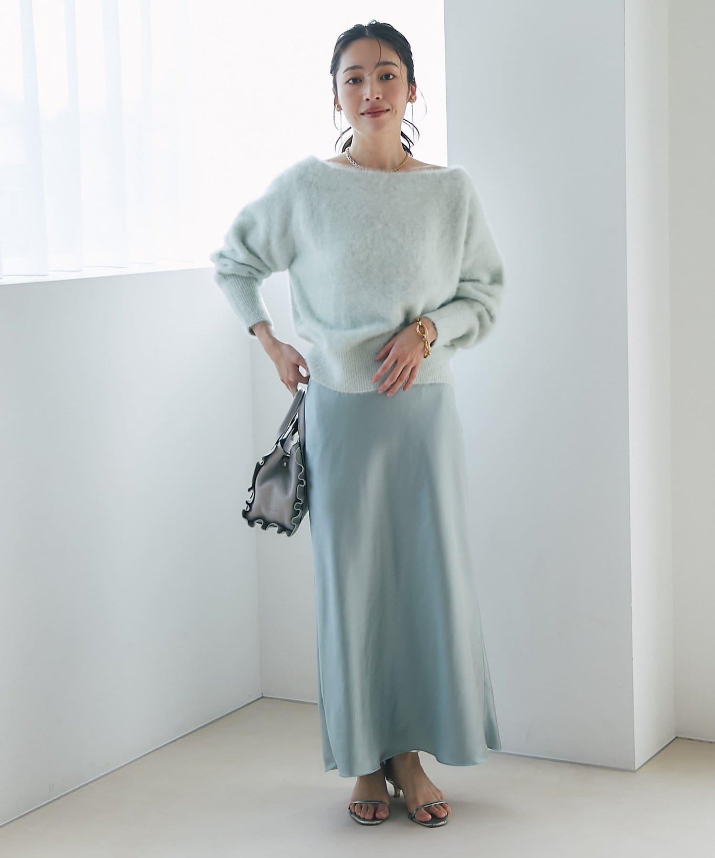 【4尺碼可選】緞面長款修身半身裙