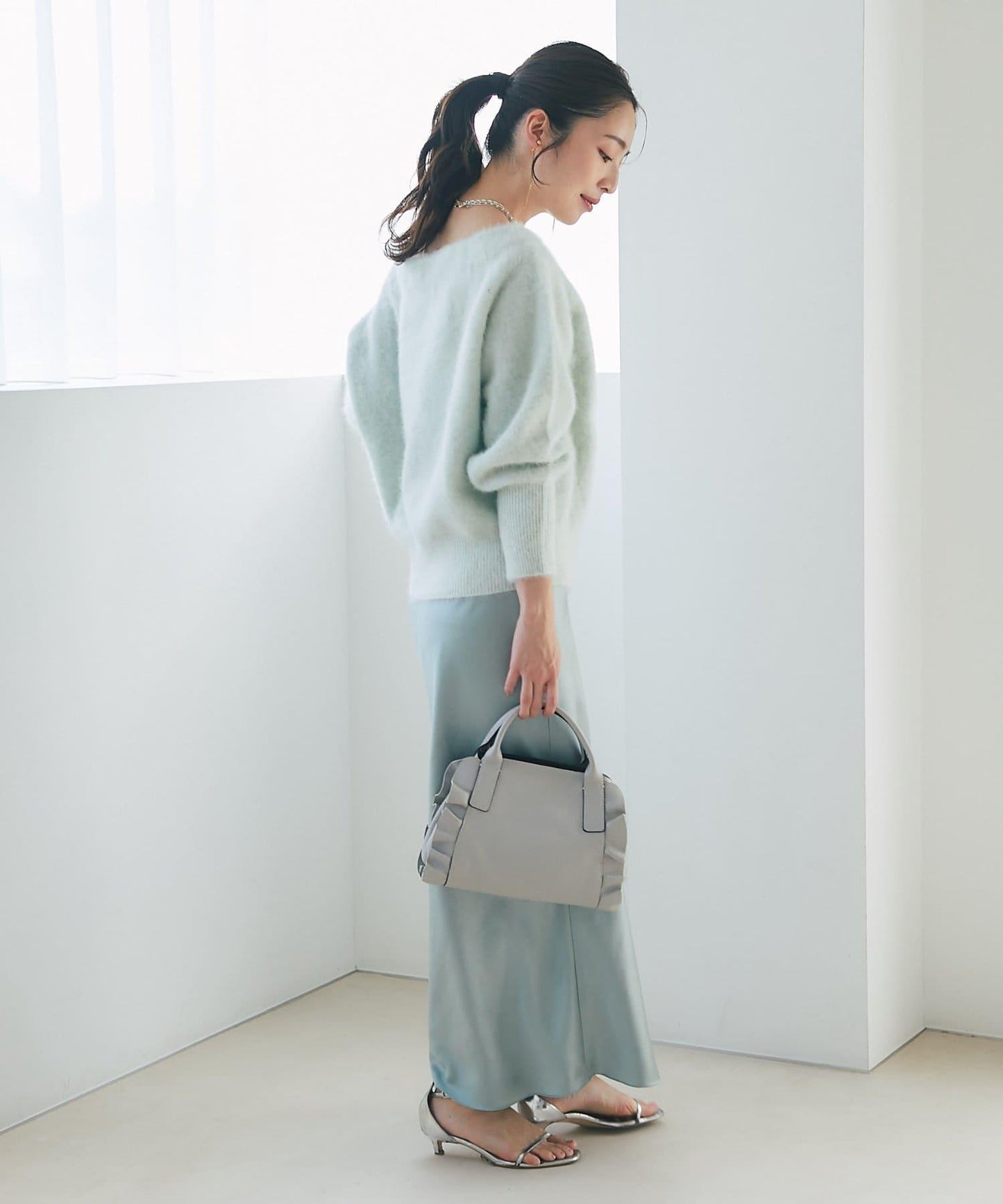 【4尺碼可選】緞面長款修身半身裙