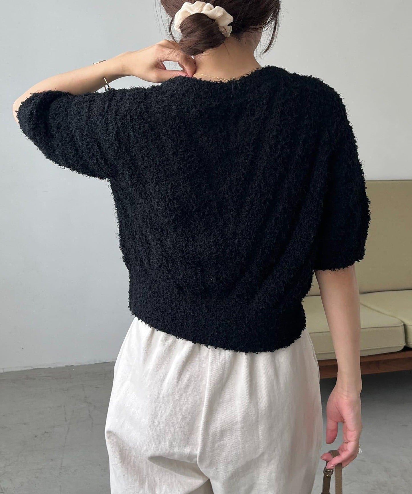 迷你羽毛短袖開衫