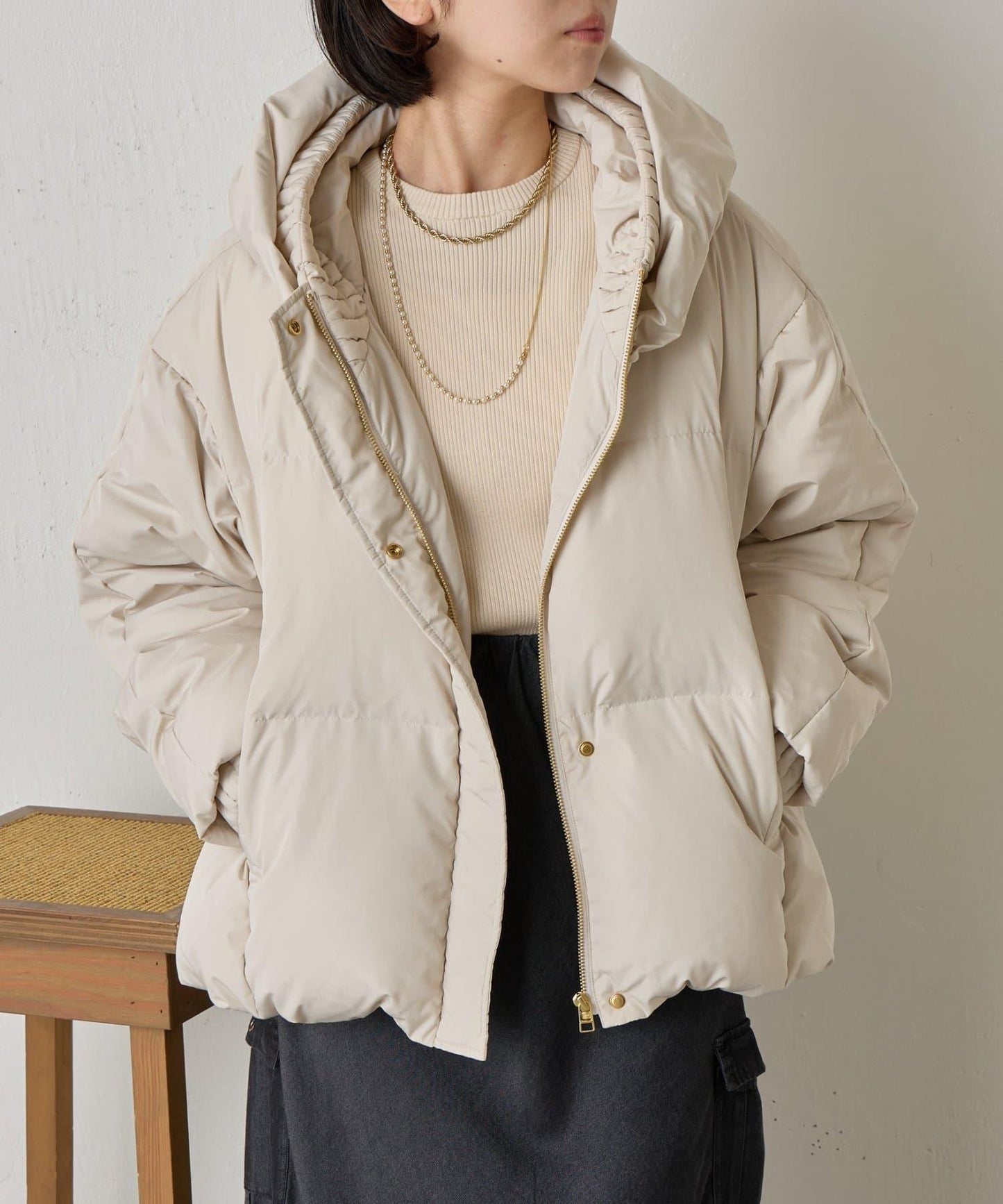 羅紋領短款羽絨服