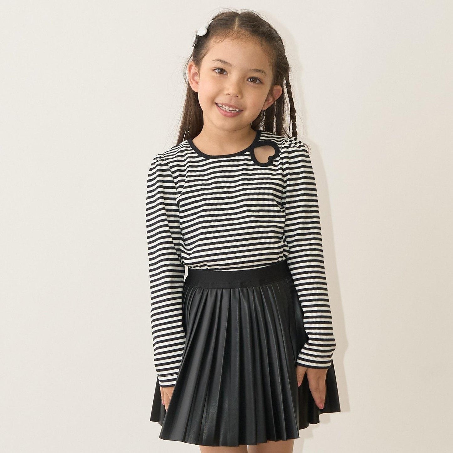 拼色愛心羅紋上衣