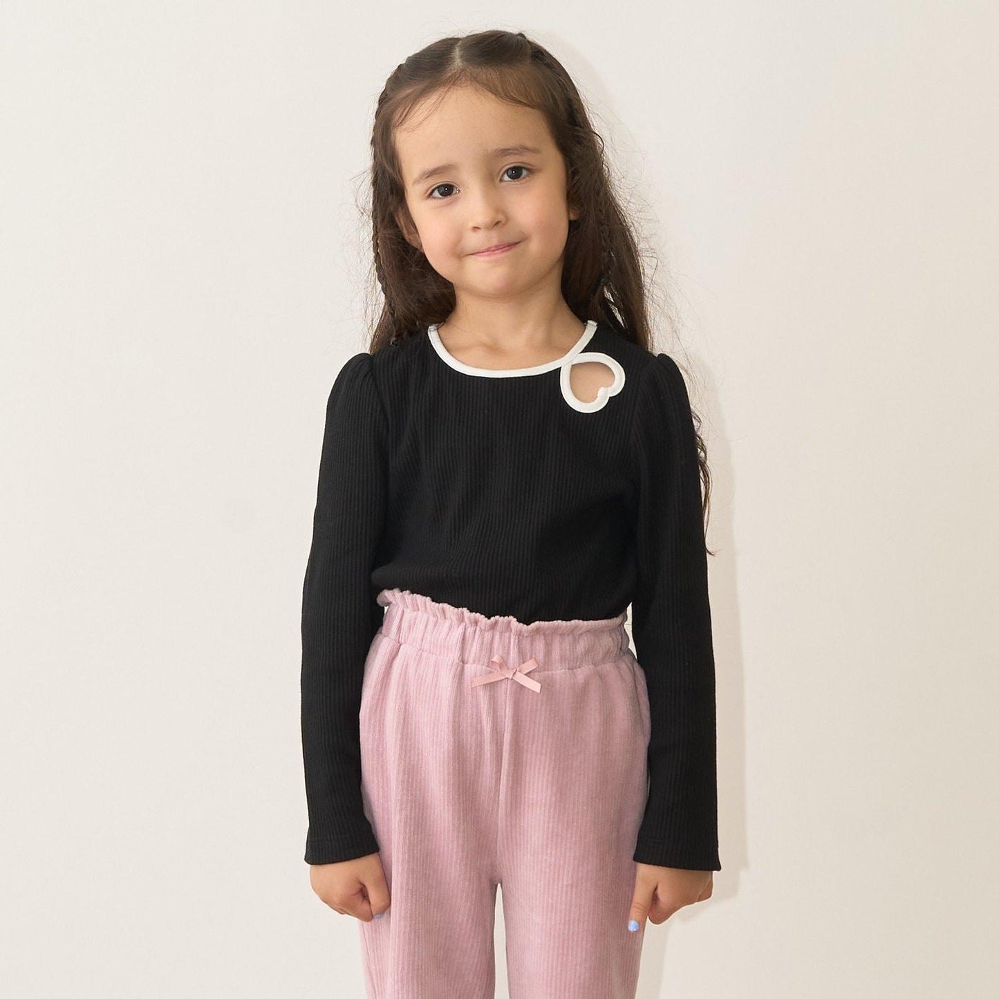 拼色愛心羅紋上衣