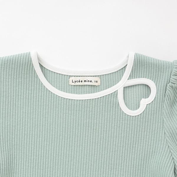 拼色愛心羅紋上衣