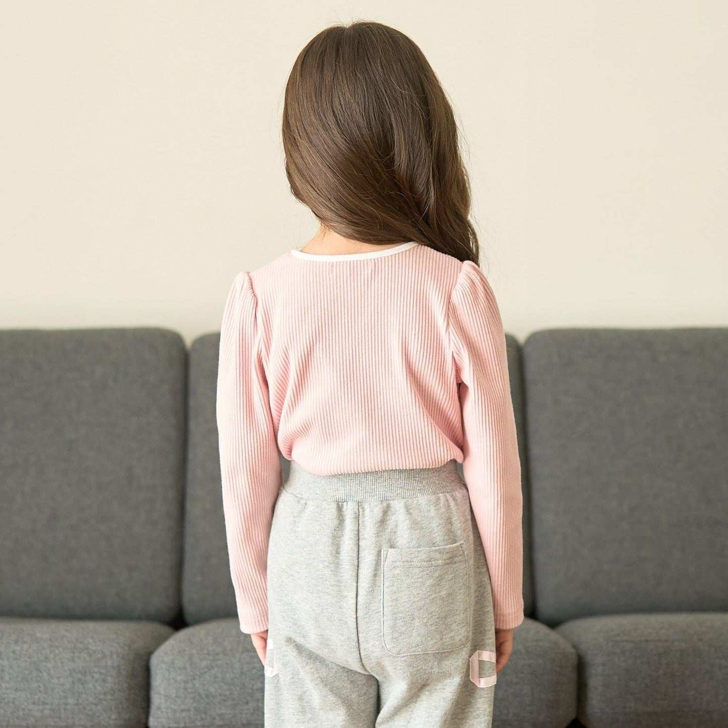 拼色愛心羅紋上衣