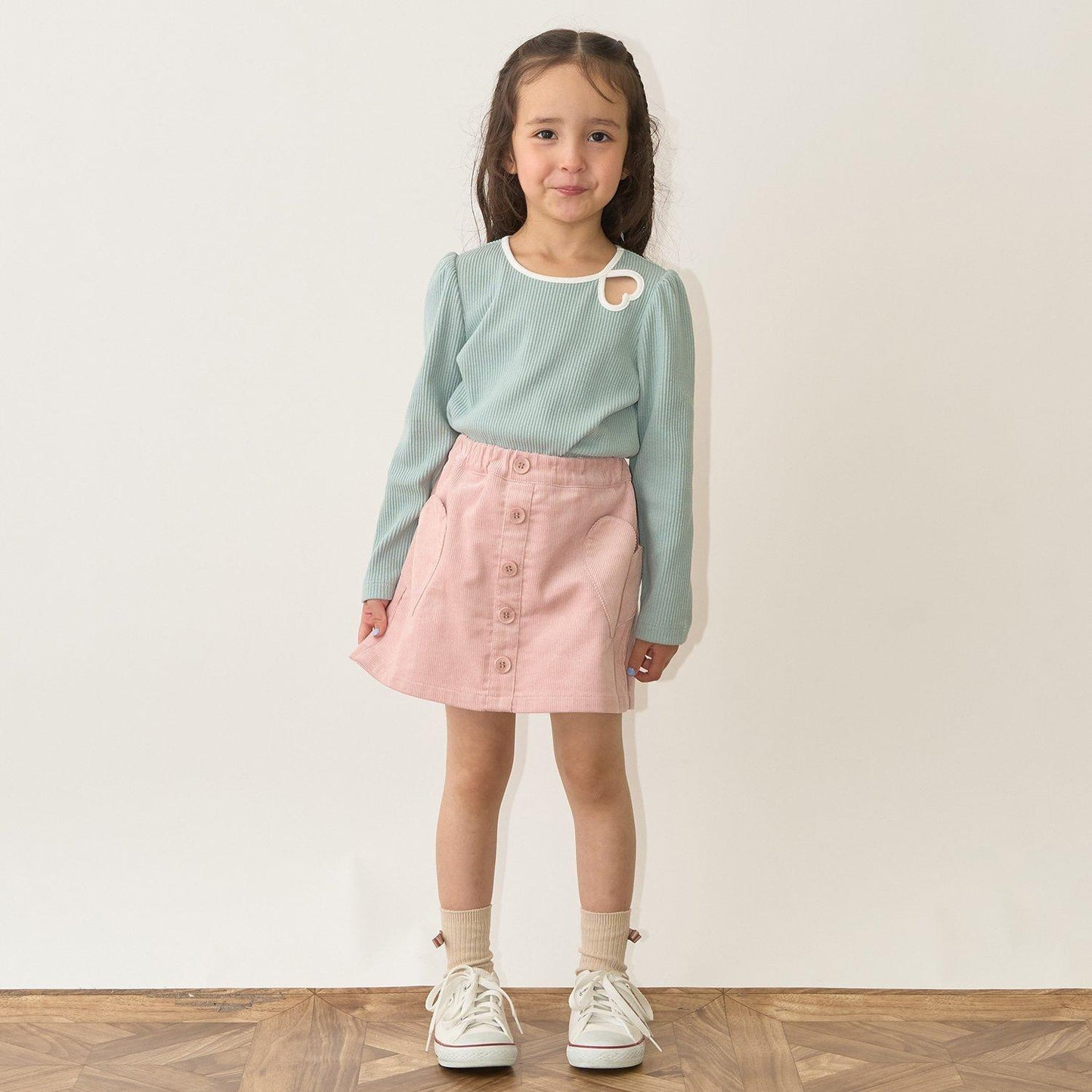 拼色愛心羅紋上衣