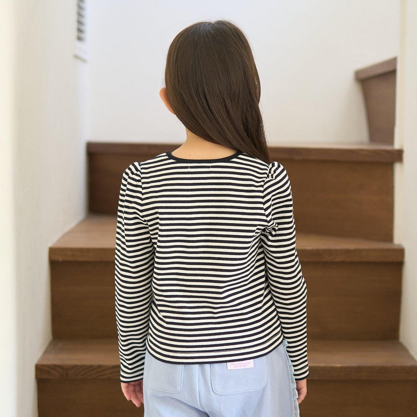 拼色愛心羅紋上衣