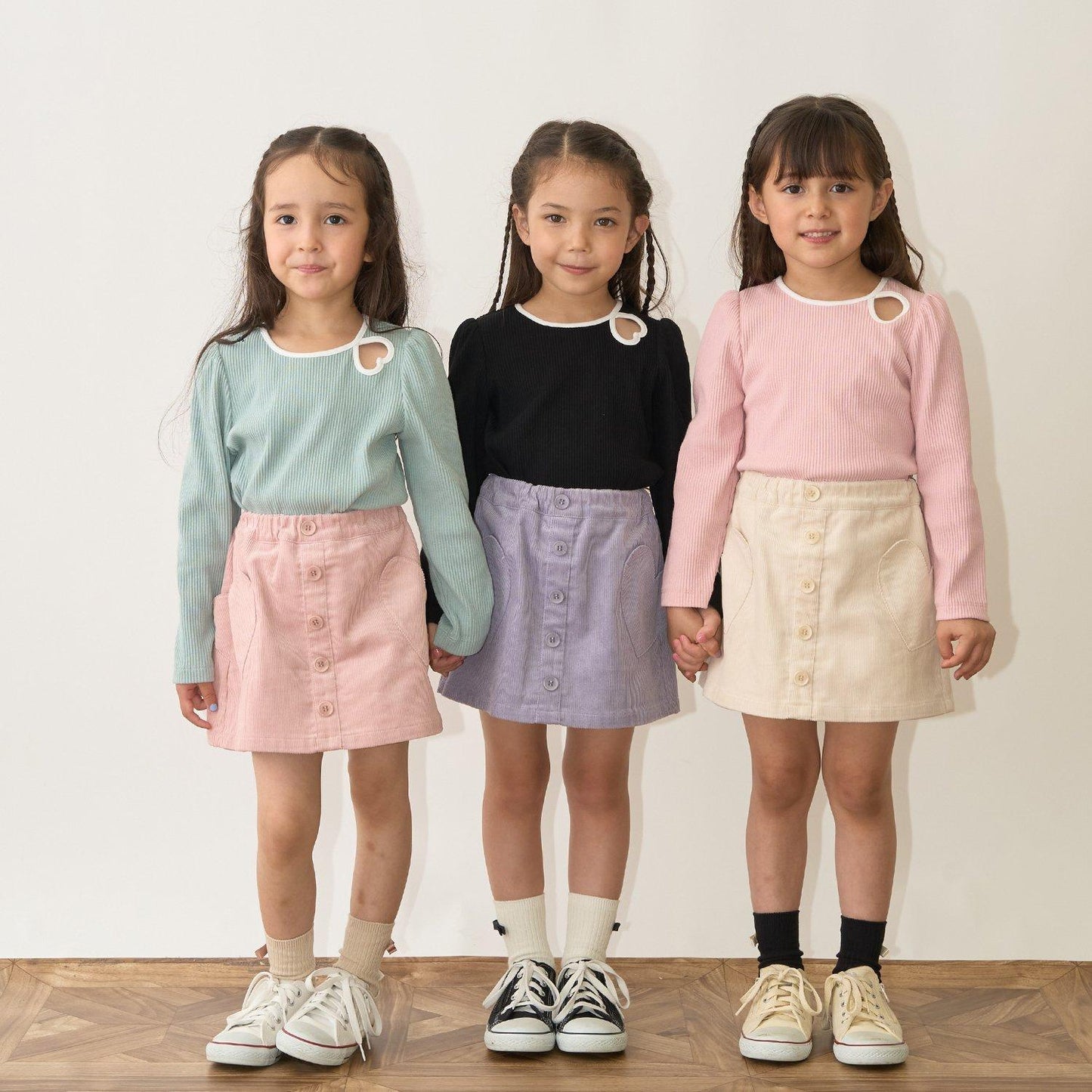 拼色愛心羅紋上衣