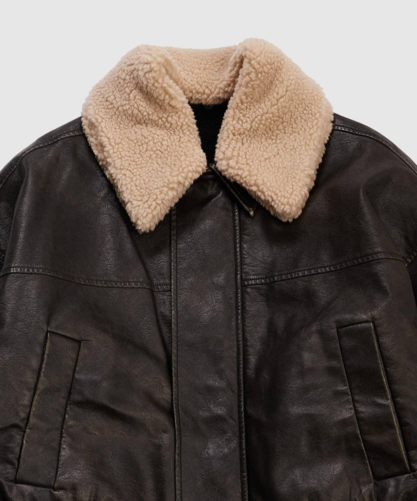 【UNISEX/有尺碼可選】3WAY復古風格皮革羊羔絨夾克