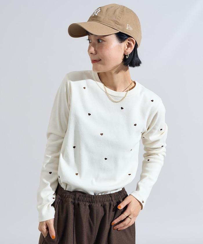 迷你愛心刺繡長袖T恤