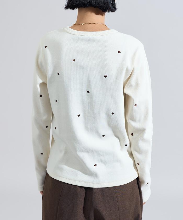 迷你愛心刺繡長袖T恤